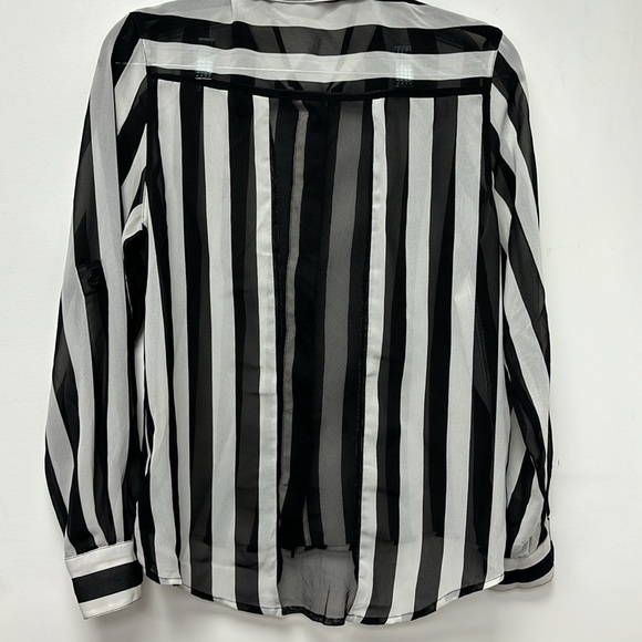 G by Guess women's black and white striped shirt size XS Stripe Beetlejuice - Picture 3 of 11